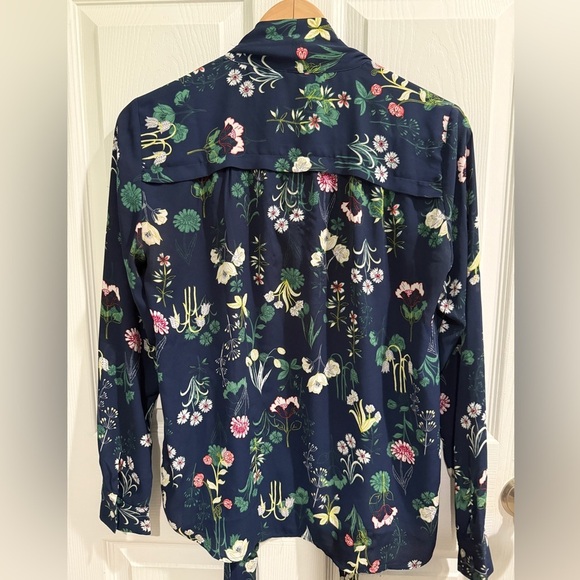LOFT Floral Puss-Bow Indigo Floral Blouse - Picture 5 of 6